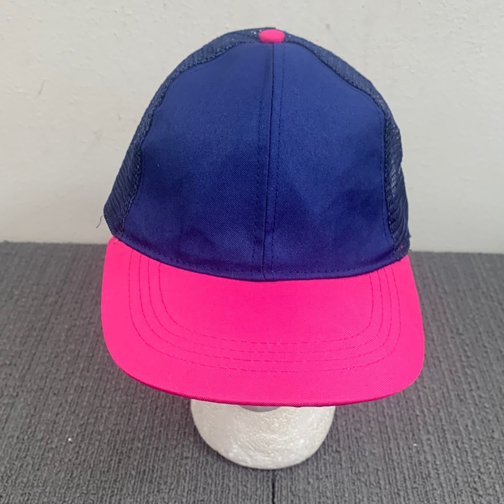 Trucker Hat Womens Adjustable Navy Blue Pink Mesh Back Snapback Cap